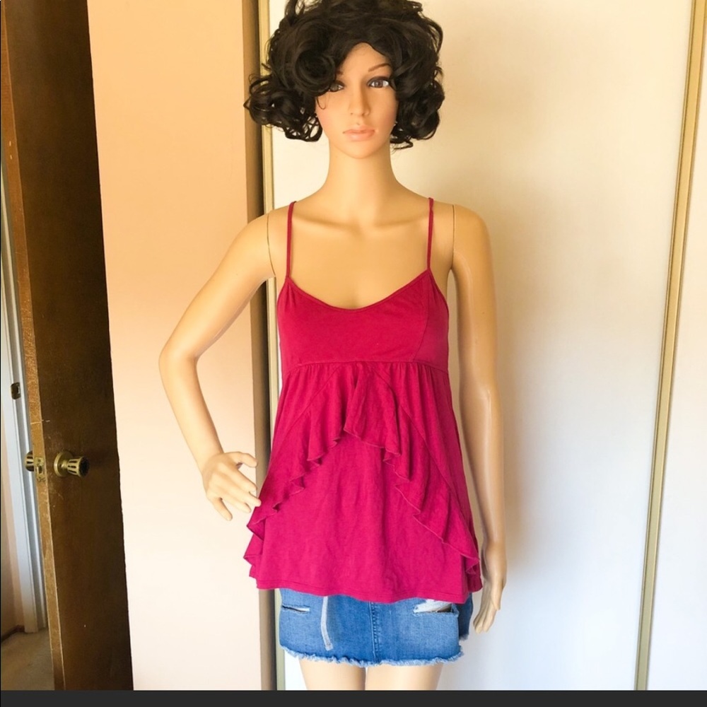 Magenta pink ruffle tank top size small